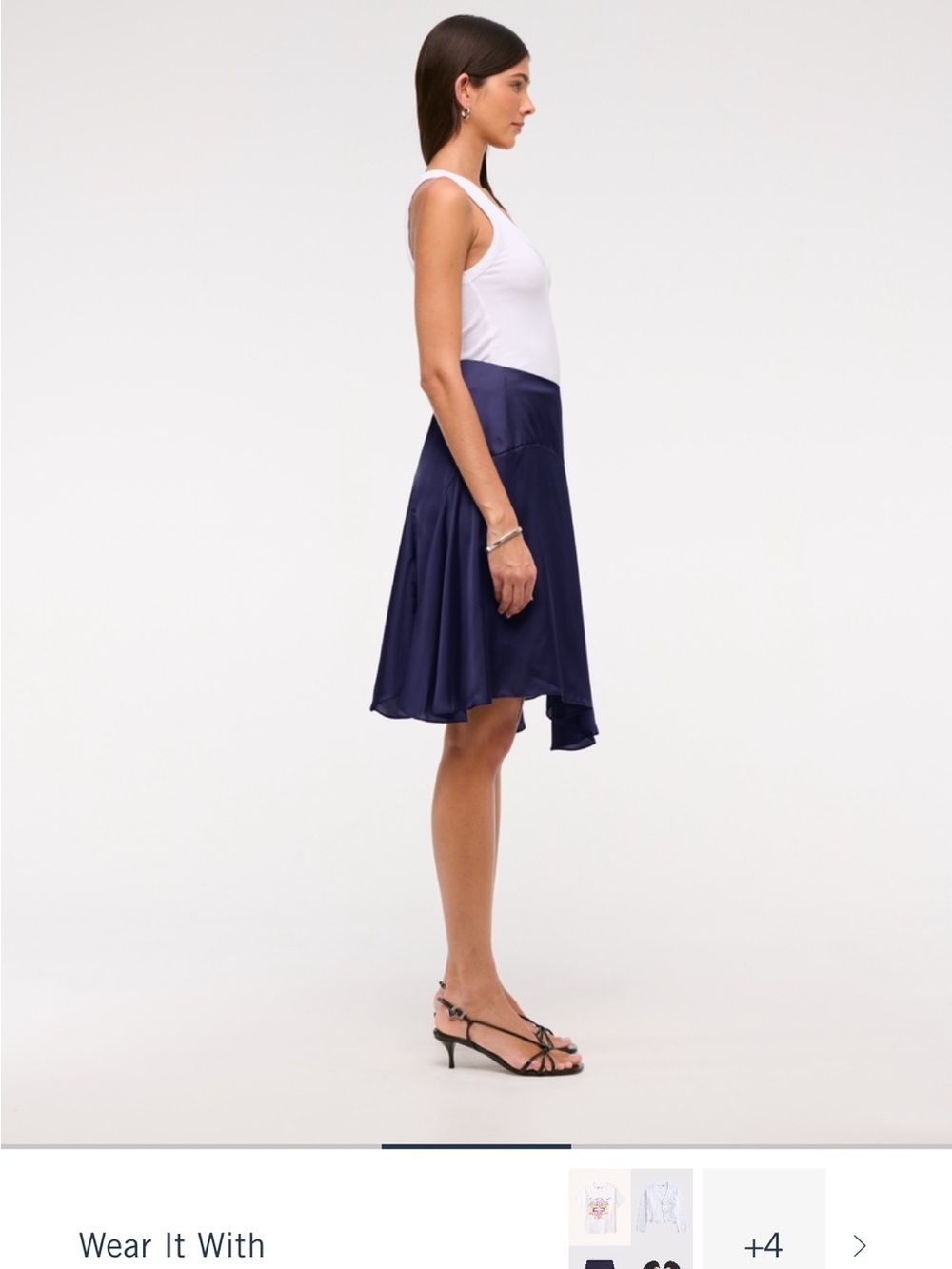 Abercrombie Satin Asymmetrical Navy Midi Skirt size xl - Picture 3 of 6